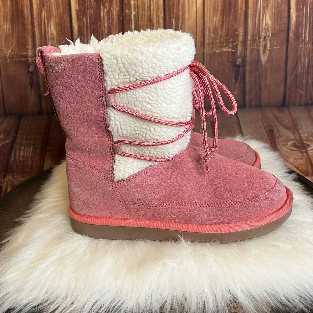 UGG Koolaburra Girl’s K Michon Suede Leather Pink Short Boots for Kids Size 3